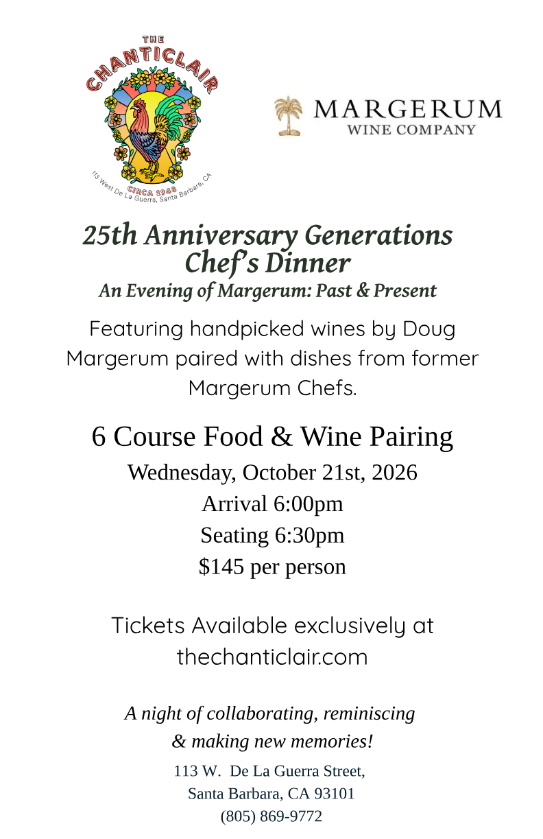 Margerum Wine Dinner flyer, page 1