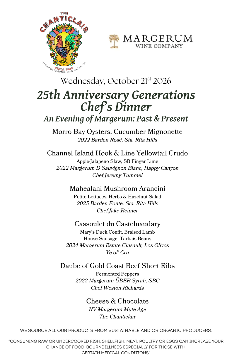 Margerum Wine Dinner flyer, page 2
